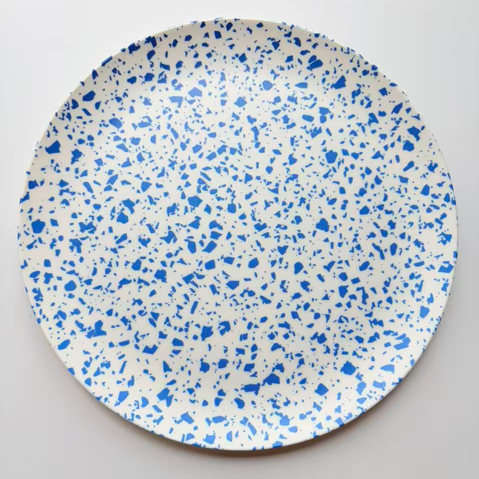 Glazedine Blue Terrazzo Ceramic Plate – Dining Table Decor