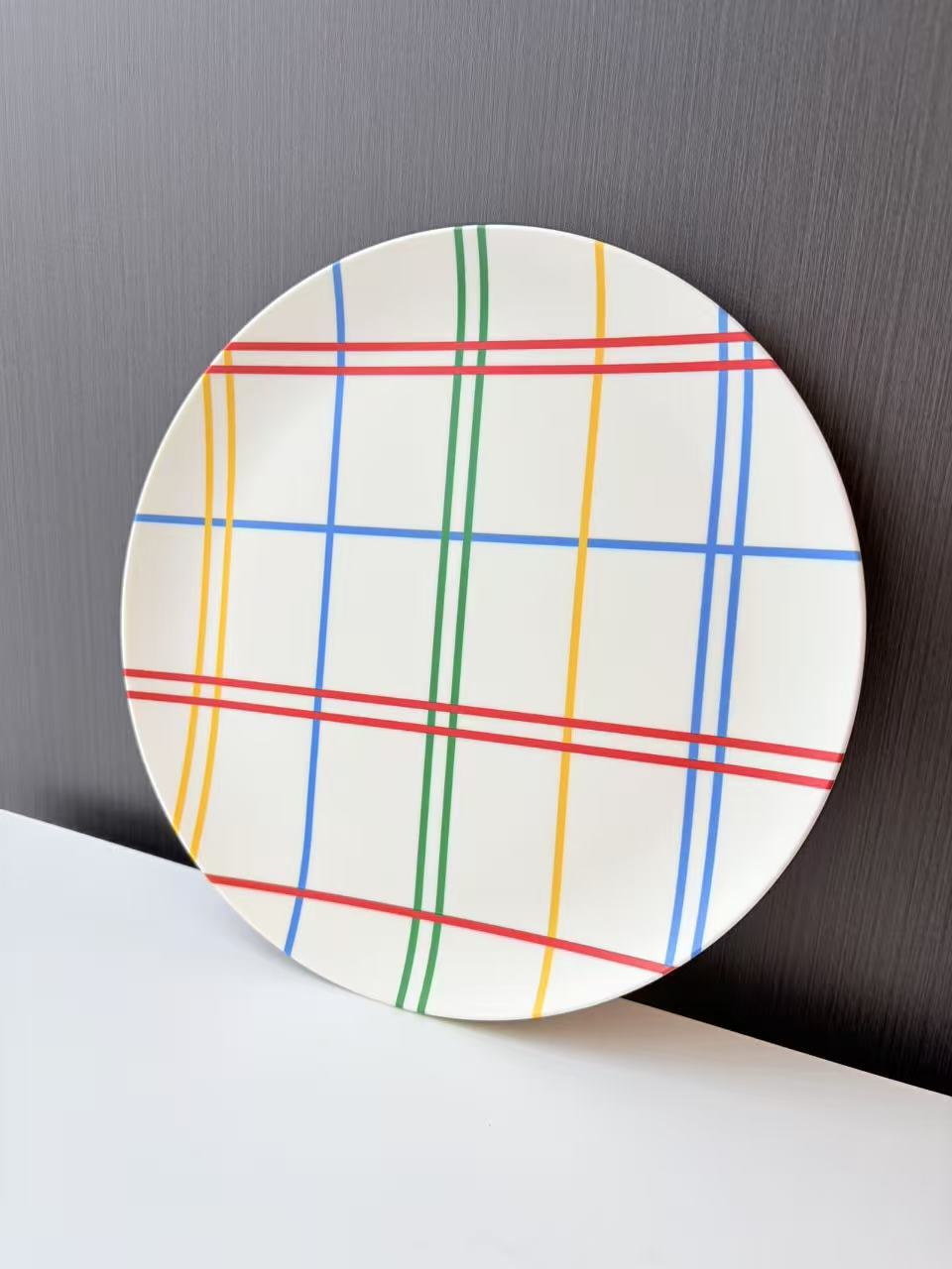 Glazedine Multicolor Plaid Ceramic Plate – Everyday Table Decor