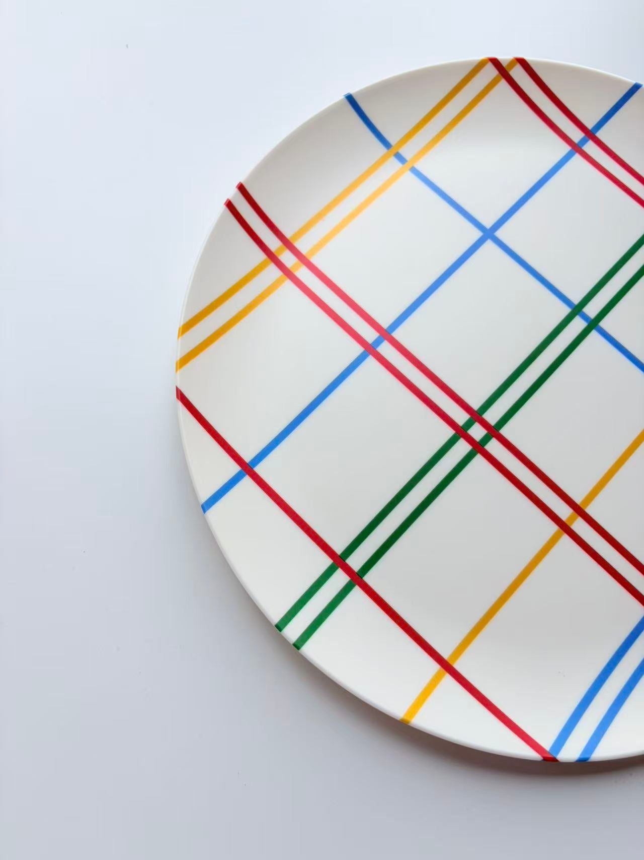 Glazedine Multicolor Plaid Ceramic Plate – Everyday Table Decor