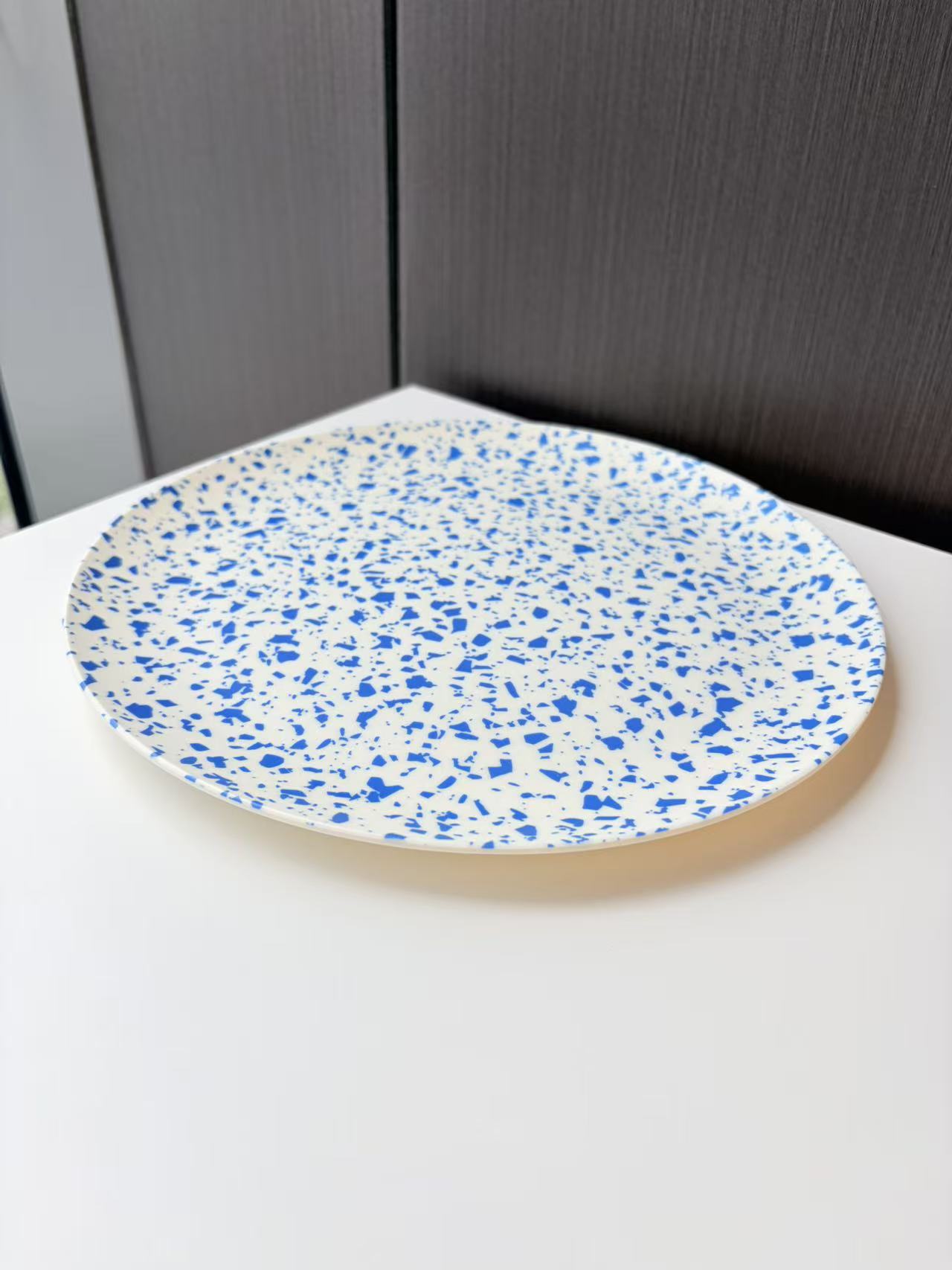 Glazedine Blue Terrazzo Ceramic Plate – Dining Table Decor