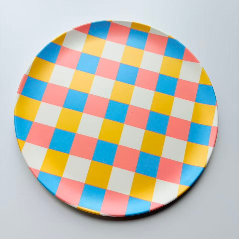 Glazedine Multicolor Check Ceramic Plate – Home Table Setting