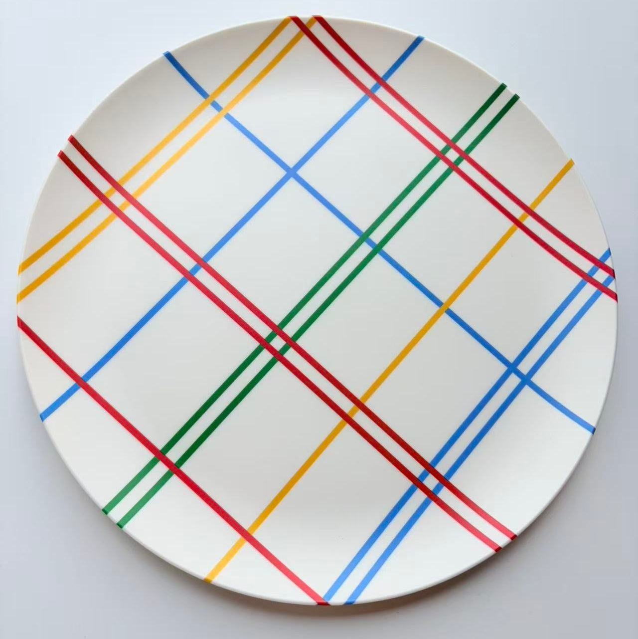 Glazedine Multicolor Plaid Ceramic Plate – Everyday Table Decor