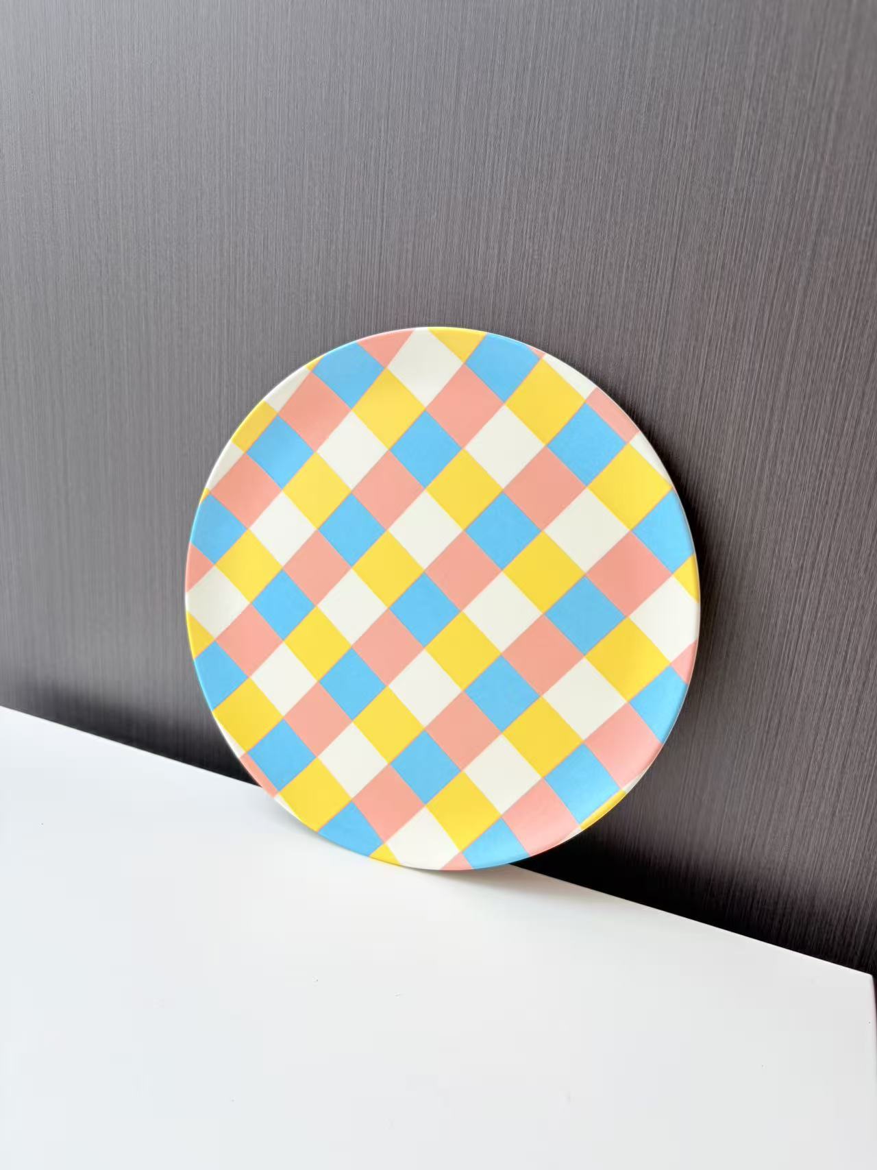 Glazedine Multicolor Check Ceramic Plate – Home Table Setting