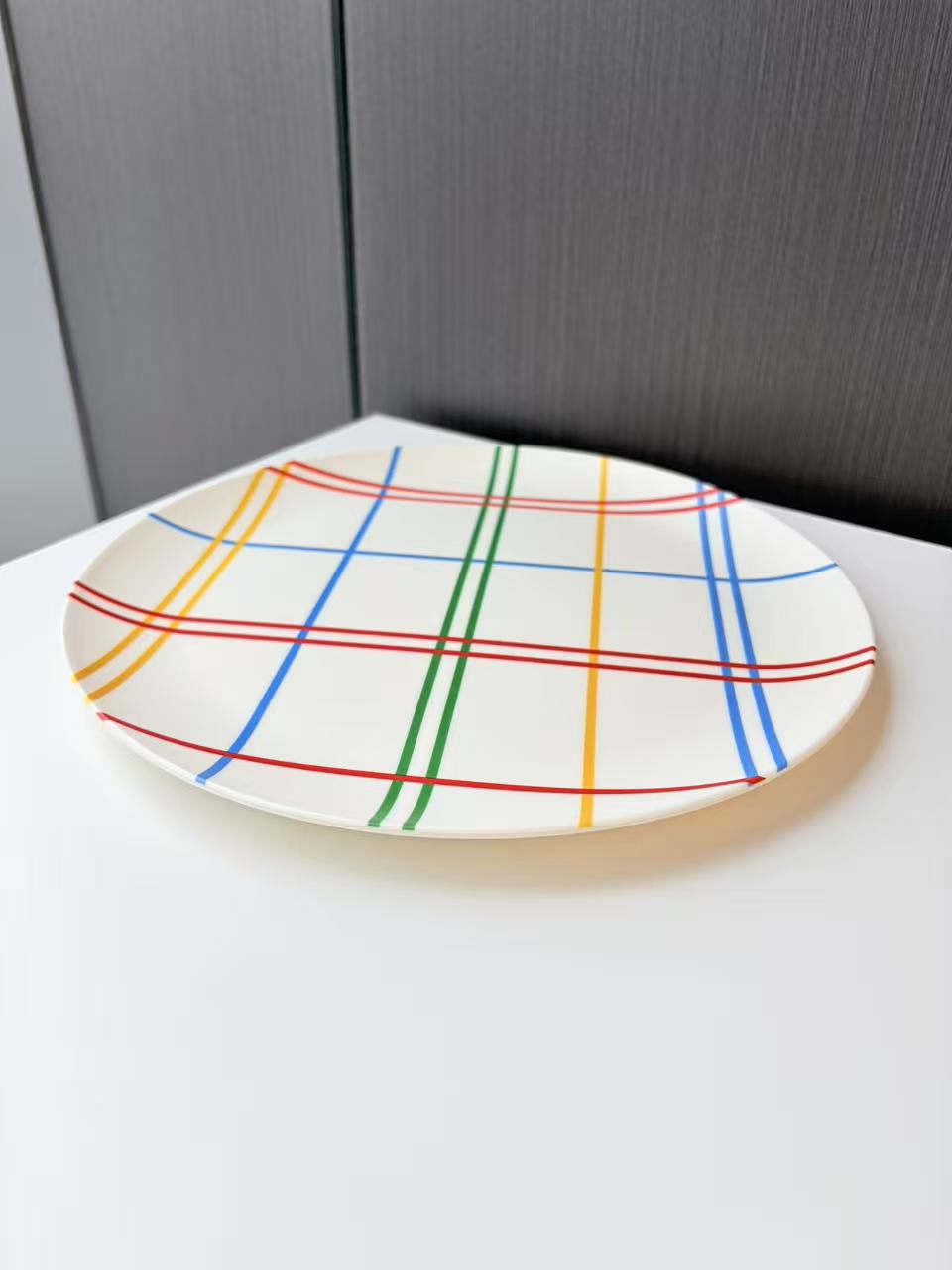 Glazedine Multicolor Plaid Ceramic Plate – Everyday Table Decor